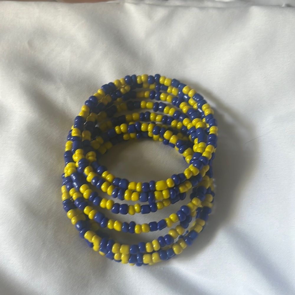 Blue and Yellow Beaded Bracelet